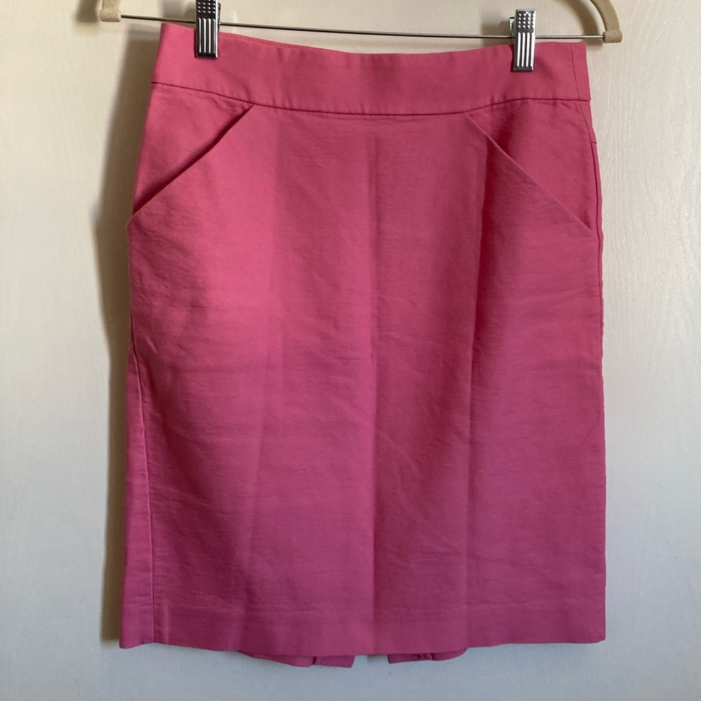 *J. Crew Flamingo Pink Double-Serge Cotton Pencil Mini Skirt #R